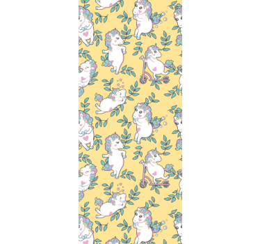 Unicorns playing animal wallpaper - TenStickers