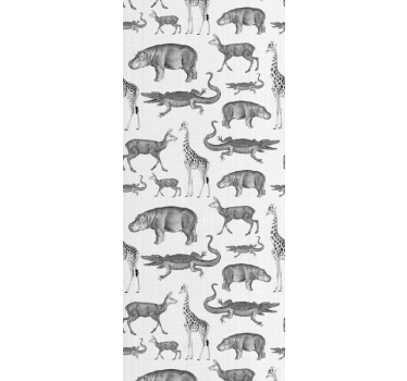 Tropical gray motif cute animal wallpaper - TenStickers