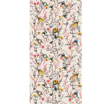 Colorful beige pattern birds wallpaper - TenStickers