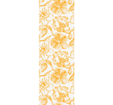 Yellow vintage pattern flowers wallpaper - TenStickers