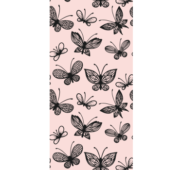Black and pink pattern butterfly wallpaper - TenStickers