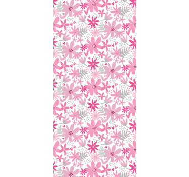 Pink patterns flowers wallpaper - TenStickers