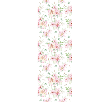 Pink and White Pattern flowers wallpaper - TenStickers
