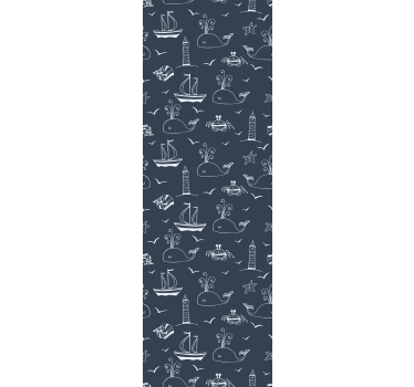 Whale  nautical scene fishes wallpaper - TenStickers