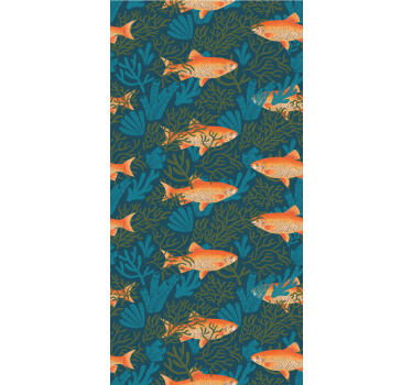 Realistic blue and orange motif fishes wallpaper - TenStickers