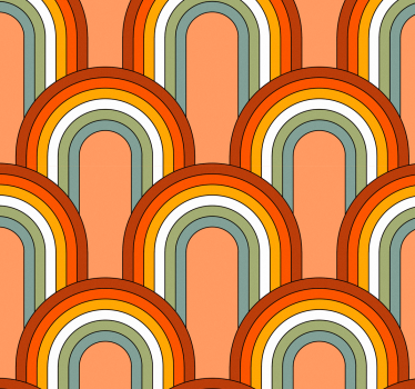 70s rainbow pattern living room wallpaper - TenStickers