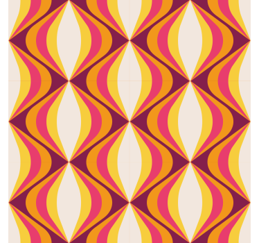 Retro orange wave design living room wallpaper mural - TenStickers