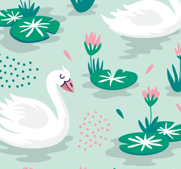 Swans Lake Pattern cute animal wallpaper - TenStickers