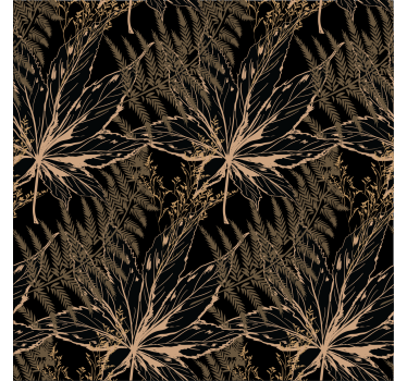 Big golden leaves black wallpaper - TenStickers