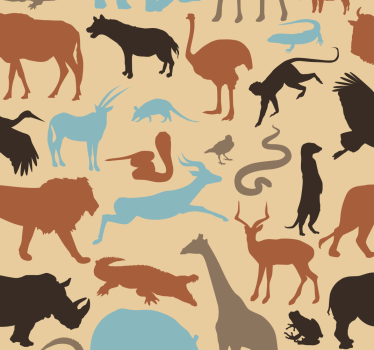 Safari Silhouettes cute animal wallpaper - TenStickers