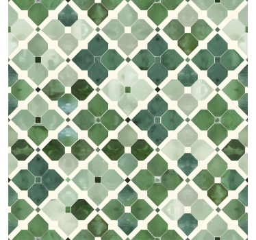 Arabian green pattern tiles wallpaper - TenStickers