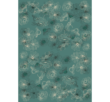 Elegant green display flowers wallpaper - TenStickers