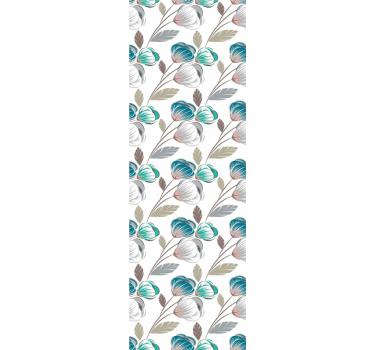 Stylish blue and gray pattern flowers wallpaper - TenStickers