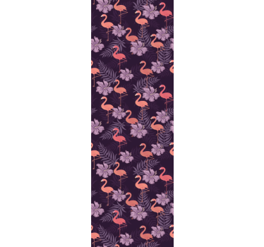Pink flamingos with palm tree Bedroom Wallpaper - TenStickers