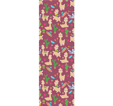 Lively Llama Pattern cute animal wallpaper - TenStickers