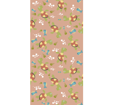 Fishes wallpaper with fishes and turtles pattern - TenStickers