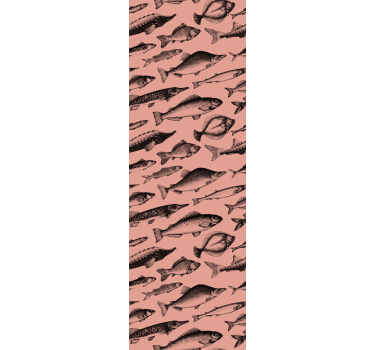 Pink fish pattern fishes wallpaper - TenStickers