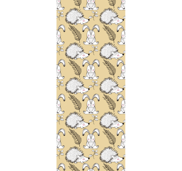 Bunny and Hedgehog Pattern cute animal wallpaper - TenStickers