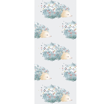 Floral hedgehog pattern cute animal wallpaper - TenStickers
