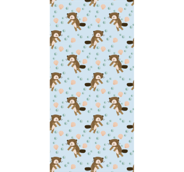 Baby beavers pattern cute animal wallpaper - TenStickers