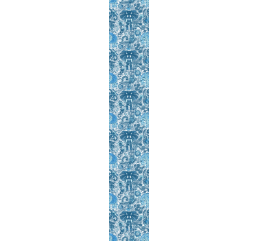 Elephant wallpaper in blue ethnic pattern - TenStickers