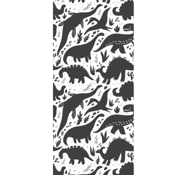 Playful Dinosaur Silhouettes dino wallpaper - TenStickers