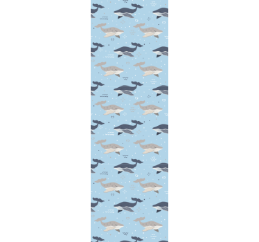 Whale Patterned Interior cute animal wallpaper - TenStickers