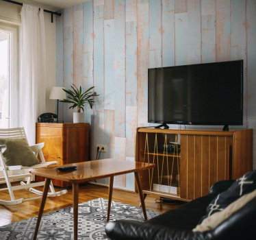 Distressed Wooden Planks Textured Wallpaper - TenStickers