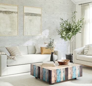 White brick pattern with worn paint wallpaper - TenStickers