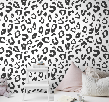Black and white leopard texture cool animal wallpaper - TenStickers