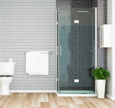 Gray mosaic toilet wallpaper - TenStickers