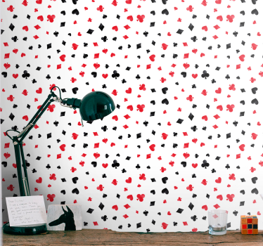 Teenage bedroom wallpaper playing card symbols - TenStickers