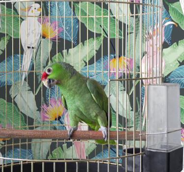 Tropical birds and leaves wall wallpaper - TenStickers