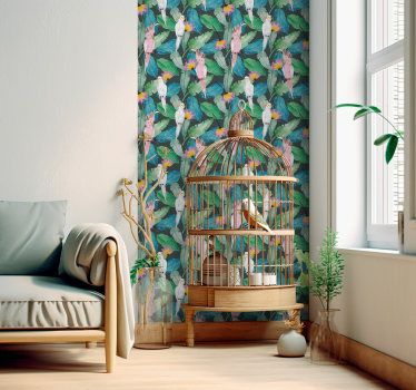 Tropical birds and leaves wall wallpaper - TenStickers