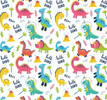 Dino wallpaper cheerful dino pattern - TenStickers