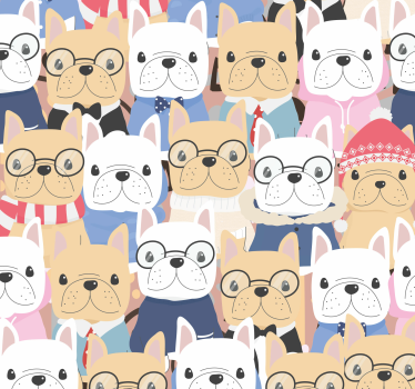 Cartoon Bulldogs wallpaper of a dog - TenStickers