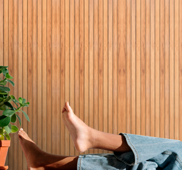 Wood style vertical teak wood slats wood wallpaper - TenStickers