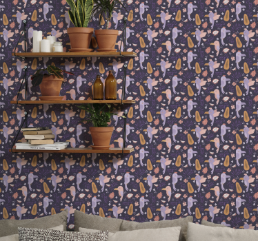 Tropical Bird Pattern cute animal wallpaper - TenStickers