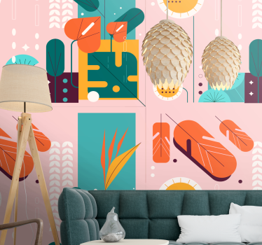 70's pop esthetic flowers Retro wallpaper - TenStickers