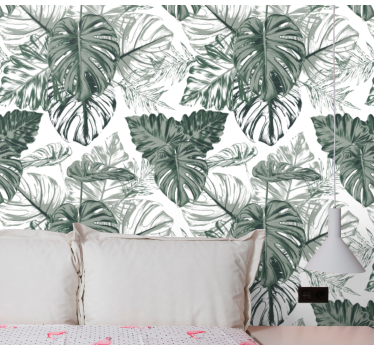 Abstract monstera leaves nature wallpaper - TenStickers