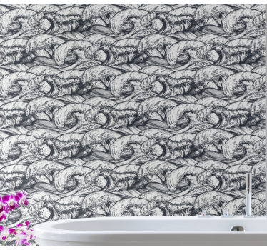 Agitated Ocean Toilet Wallpaper - TenStickers
