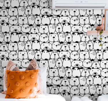 Amazing hand drawn dog pattern Wallpaper for bedroom - TenStickers