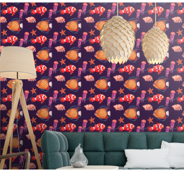Aquatic Life Ensemble fishes wallpaper - TenStickers