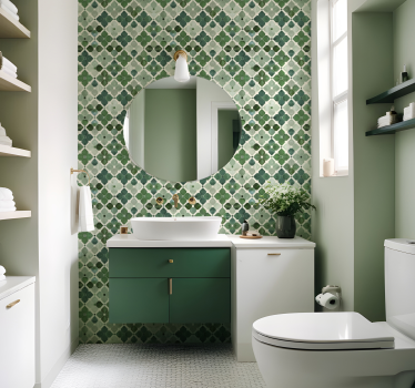 Arabian green pattern tiles wallpaper - TenStickers