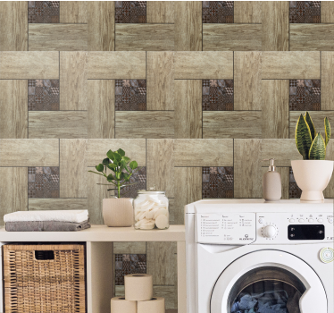 Artificial Wood Panels wood feature wallpaper - TenStickers