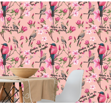 Birds Blossom Motif birds wallpaper - TenStickers