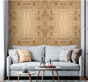 Basket Weave Pattern wood feature wallpaper - TenStickers