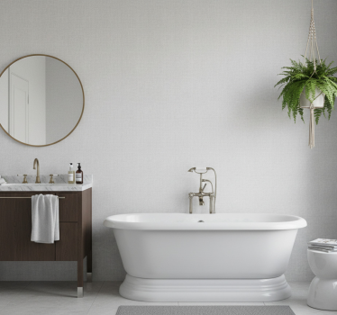 Bathroom wallpaper in white linen look - TenStickers