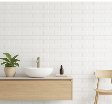 Bathroom wallpaper in white tile design - TenStickers