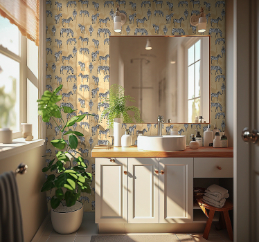 Bathroom wallpaper Zebras safari - TenStickers